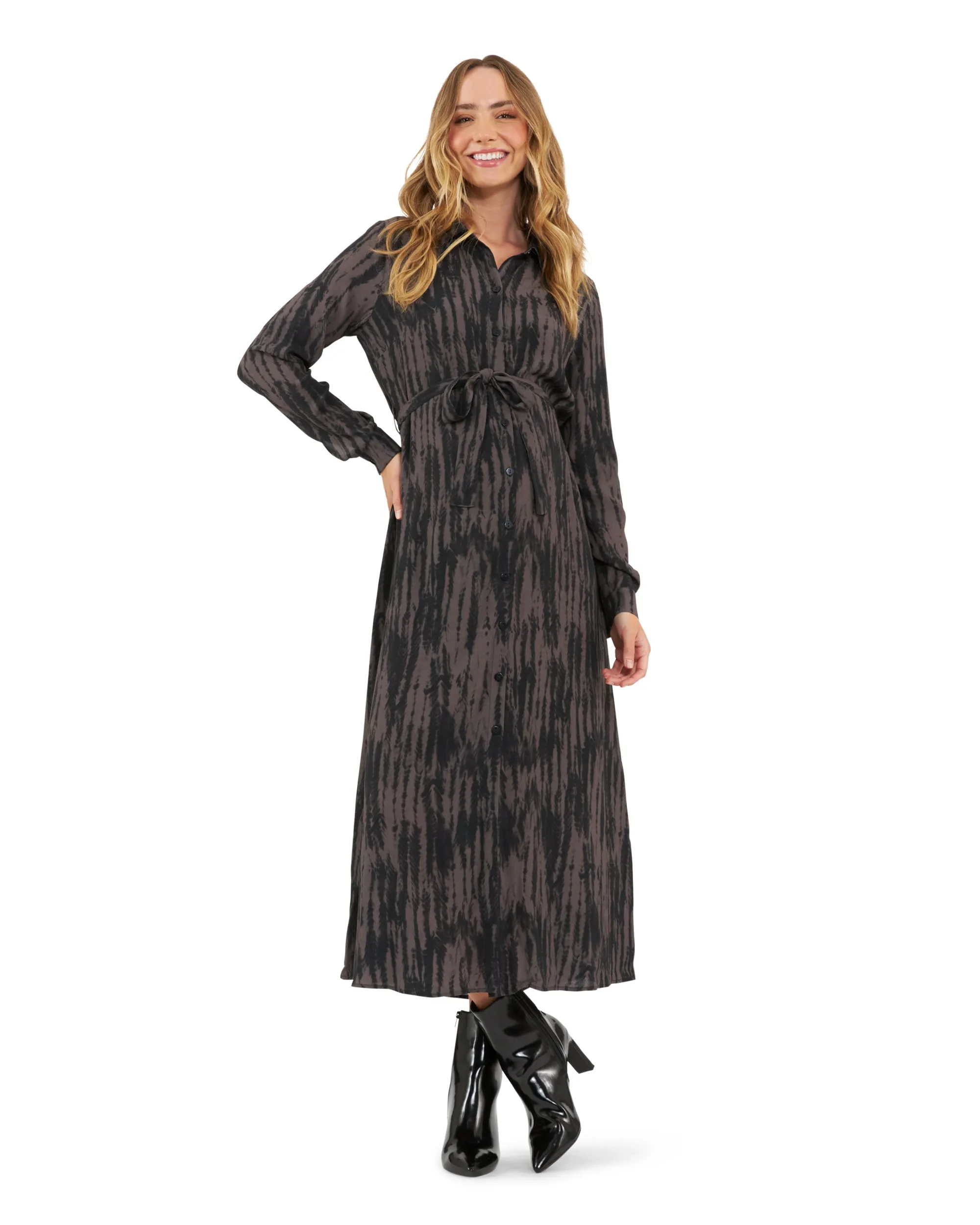 Sylvia Shirt Dress  Mocha / Black mom's choice