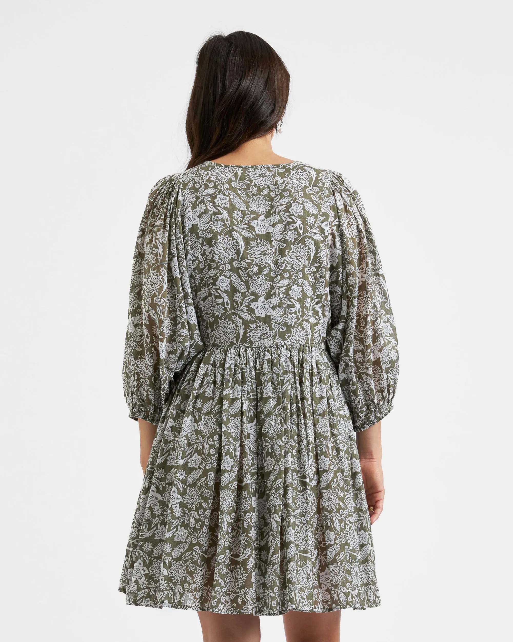 Baby shower gift Cali Nursing Dress  Olive / White