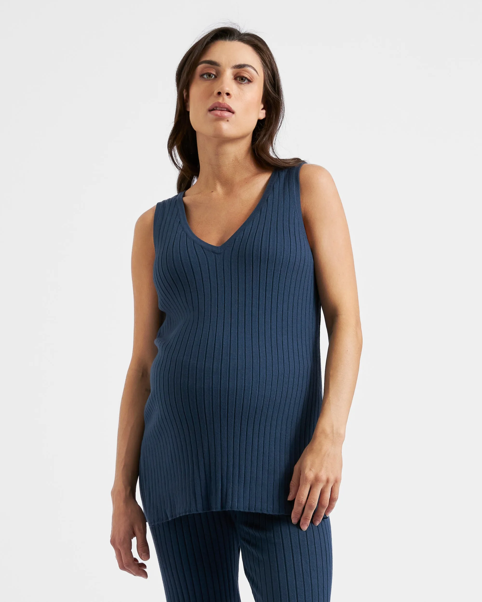 Sophie Rib Knit Nursing Top  French Navy Moisture wicking All Day Comfort