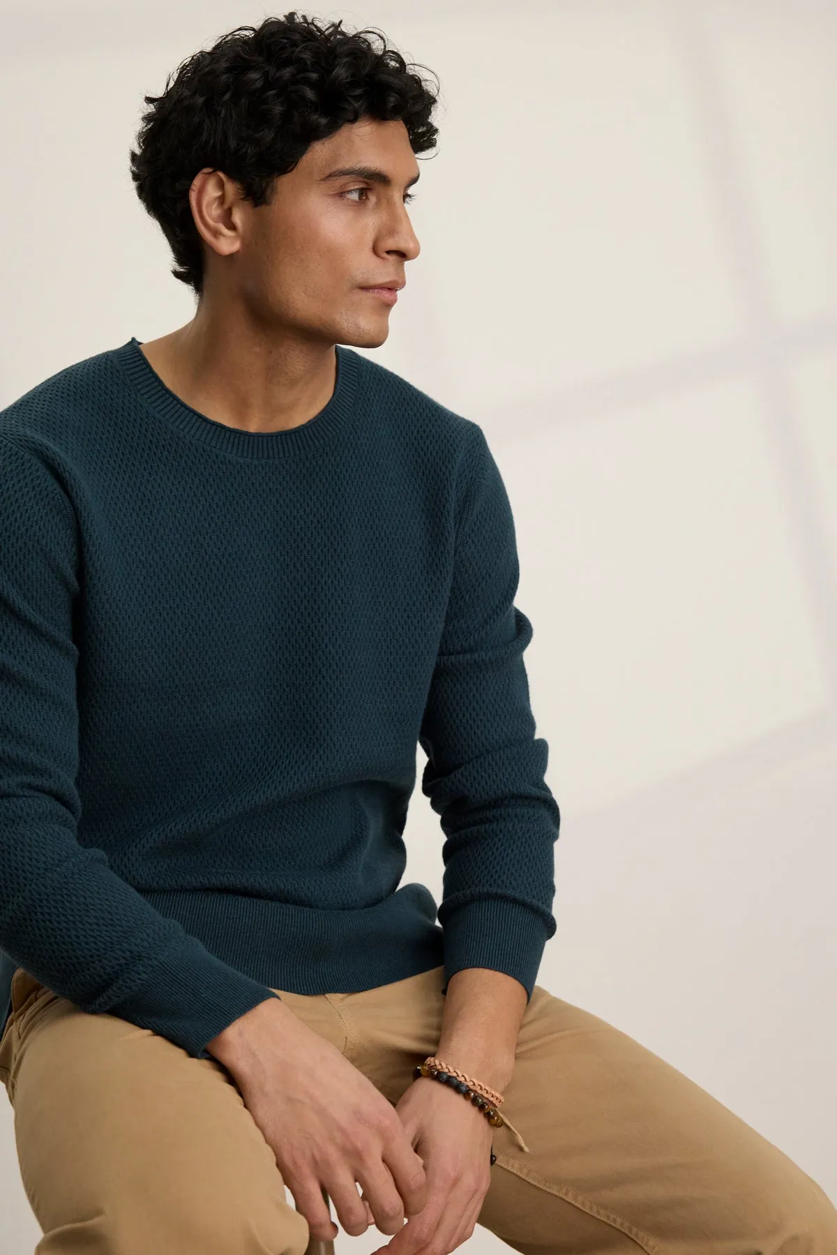 FENN SWEATER ribbed texture Drop Shoulder Cut