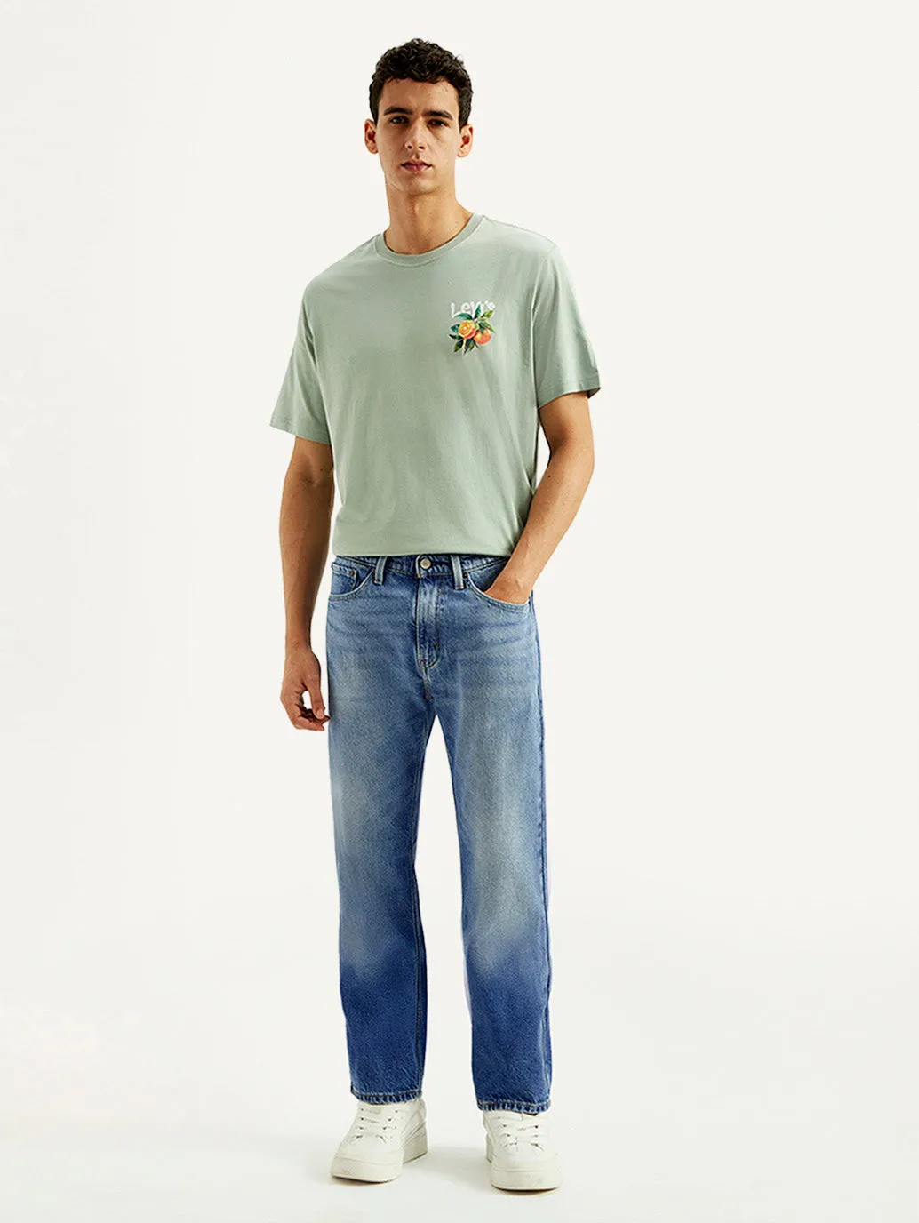 Wardrobe Choice Men's 505 Blue Straight Fit Mid Rise Jeans