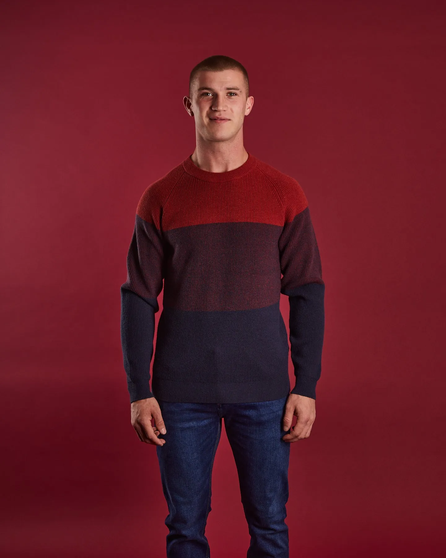 Dan Sweater Rosewood Ethical Production Certified Double Layered Hem
