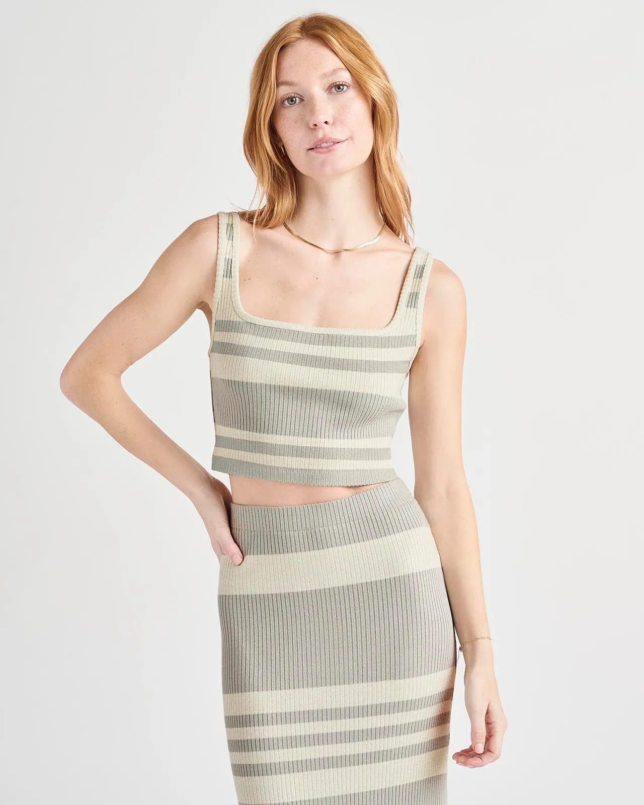 Coco Metallic Tank Raw Edge Hem Active Comfort