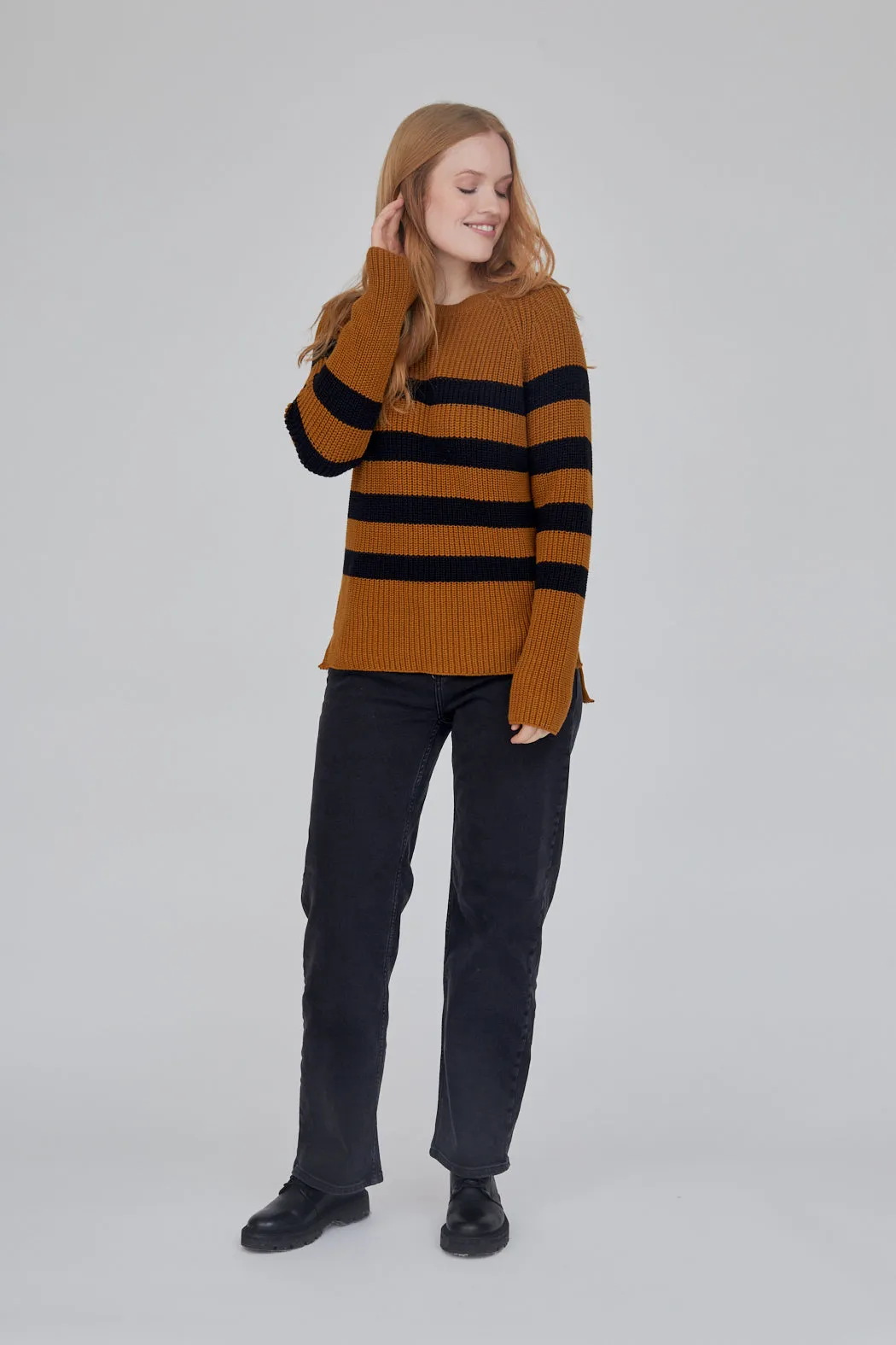 Winter Wardrobe Just Right Sweety Sweater Striped - Bronze Brown/Black Stripe