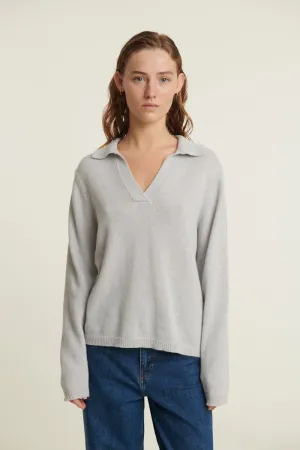 Microfiber softness Cady Polo Sweater - Grey Mel.