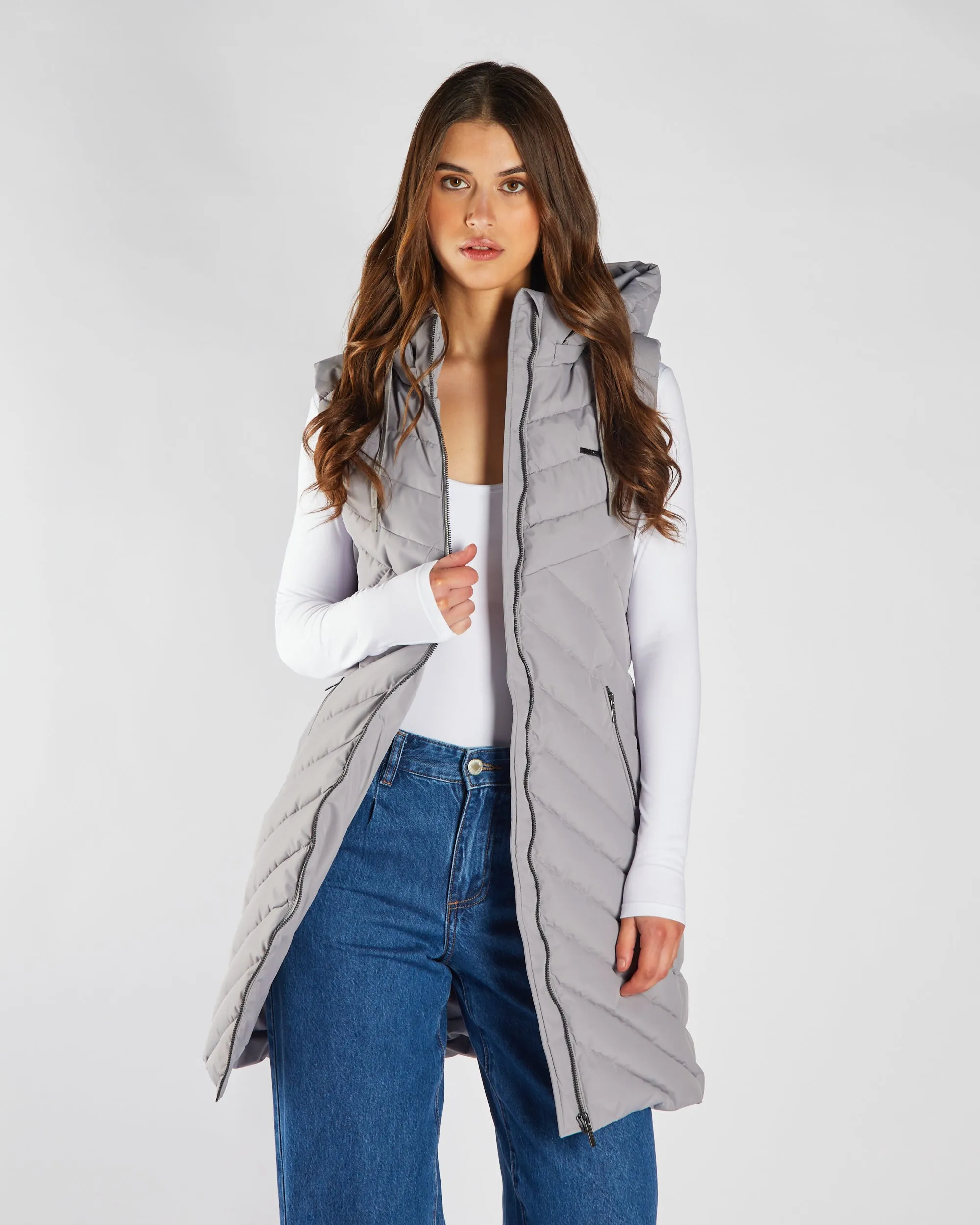 Flor Gilet Grey Blue Soft Touch Texture