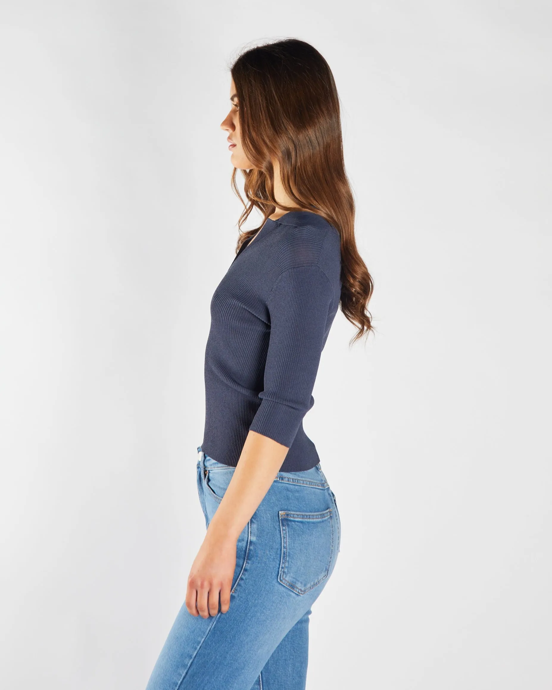 Butter Soft Yarn Casual Draping Floretta Knit Blue Nights