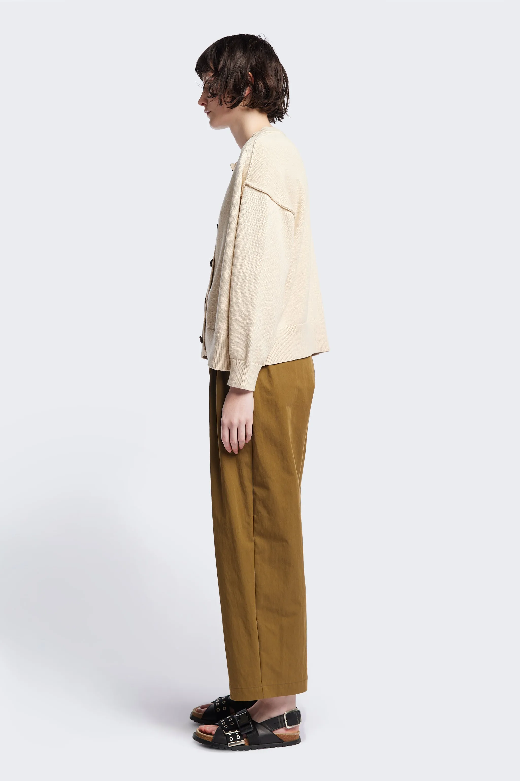 Flow Cardigan Ecru Flexible Seam Structure