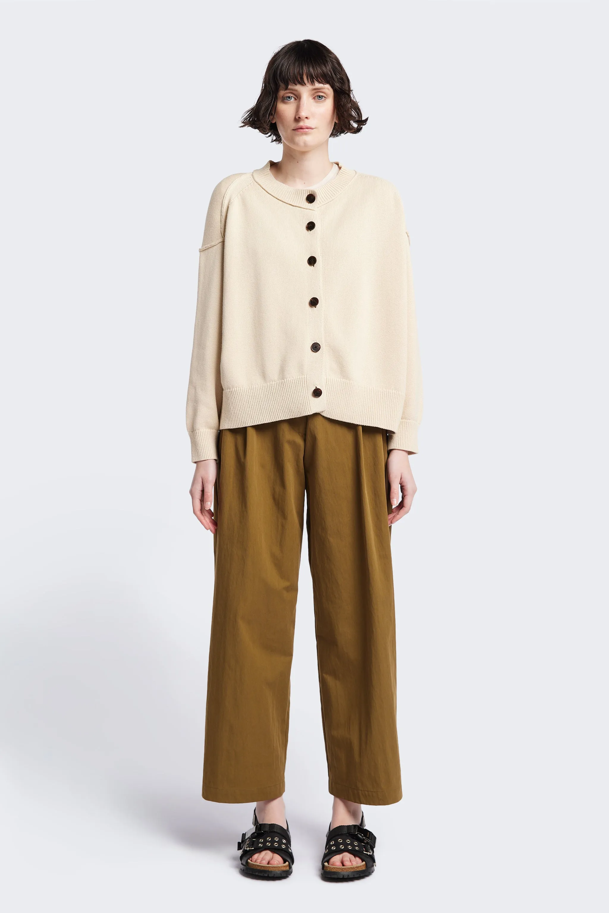 Biodegradable Fiber Construction Moisture Wicking Technology Flow Cardigan Ecru