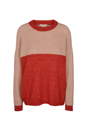 Street Casual Zero Waste Knitting Claudine Sweater - Spicy Orange/Rugby Tan