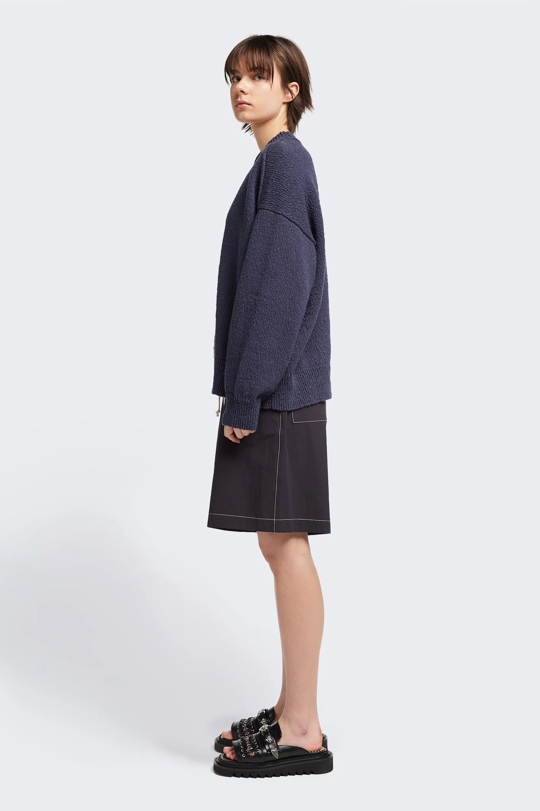 UVProtective Knit Density Flexible Ribbing Leeway Knit Sweater Blue