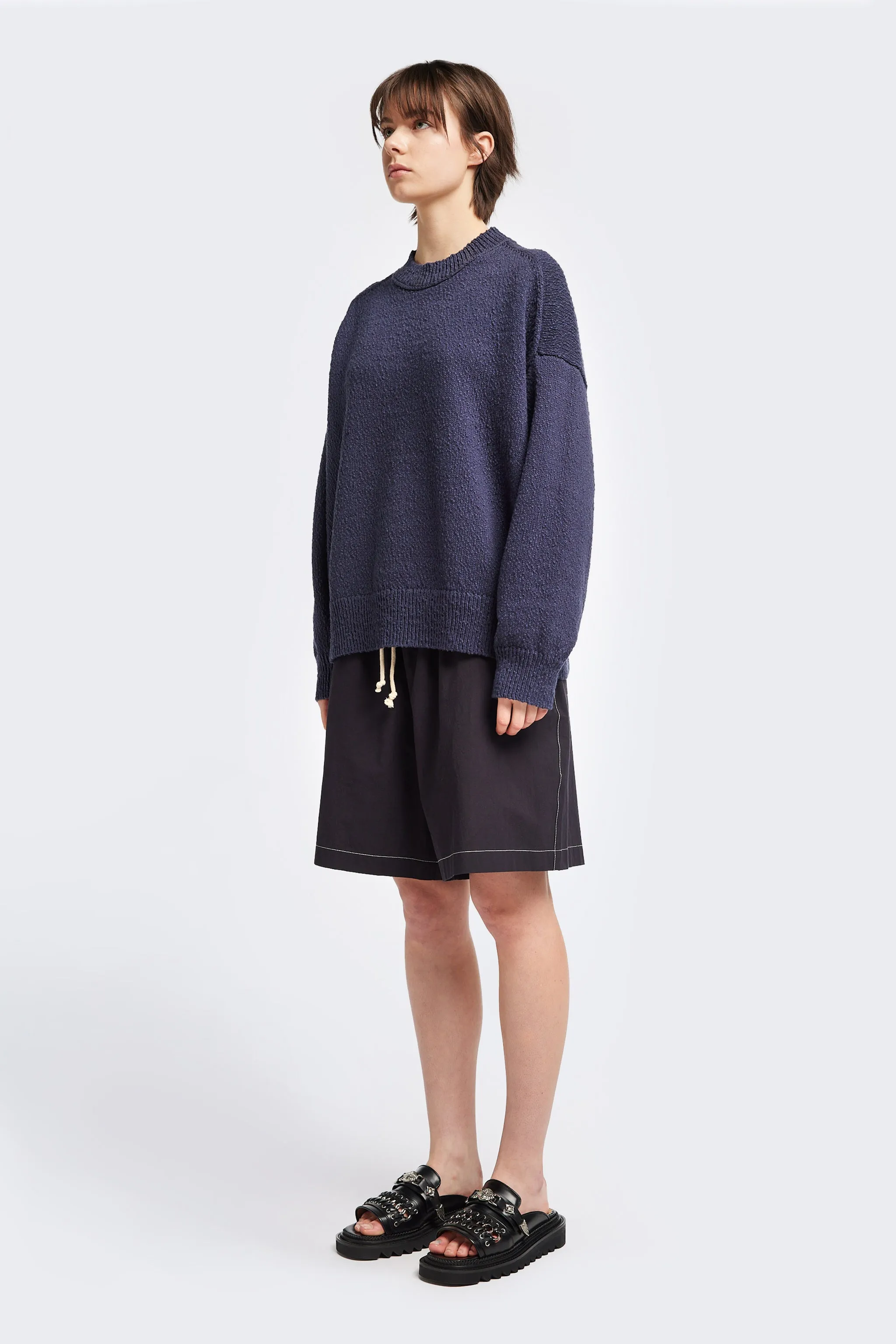 Smooth zipper closure Fresh Outfit Leeway Knit Sweater Blue