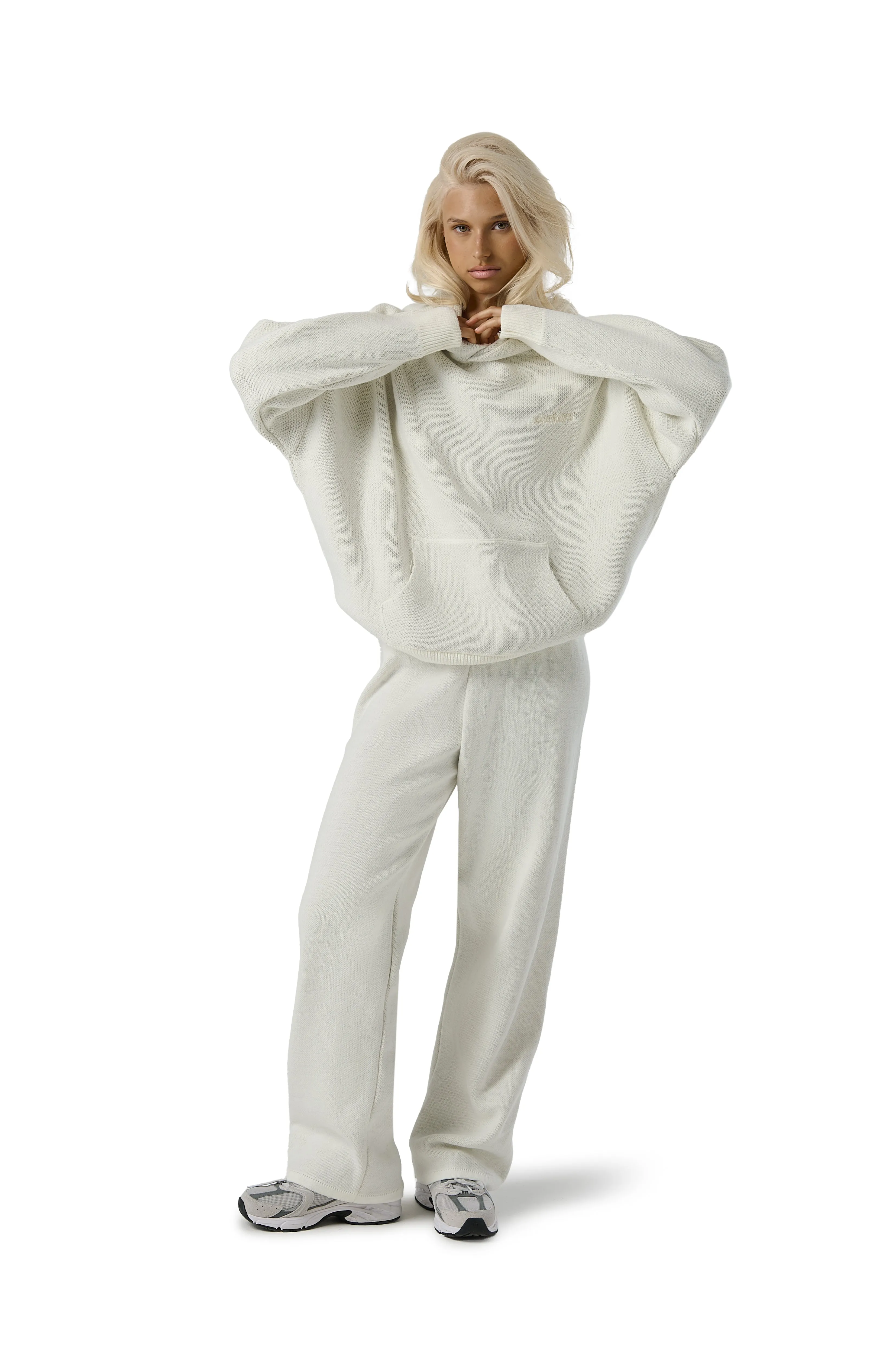 Seekers Knit Hoodie in Wisp Seasonal Warmth Double Layered Cuffs