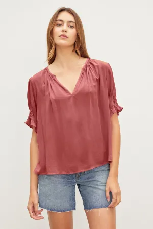 Geometric Shape Gender Neutral CALISSA SPLIT NECK BLOUSE