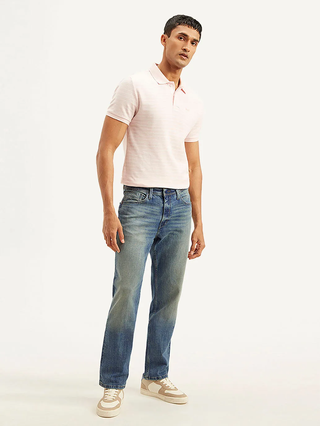 Men's 541 Blue Athletic Tapered Fit Mid Rise Jeans Breathable fabric