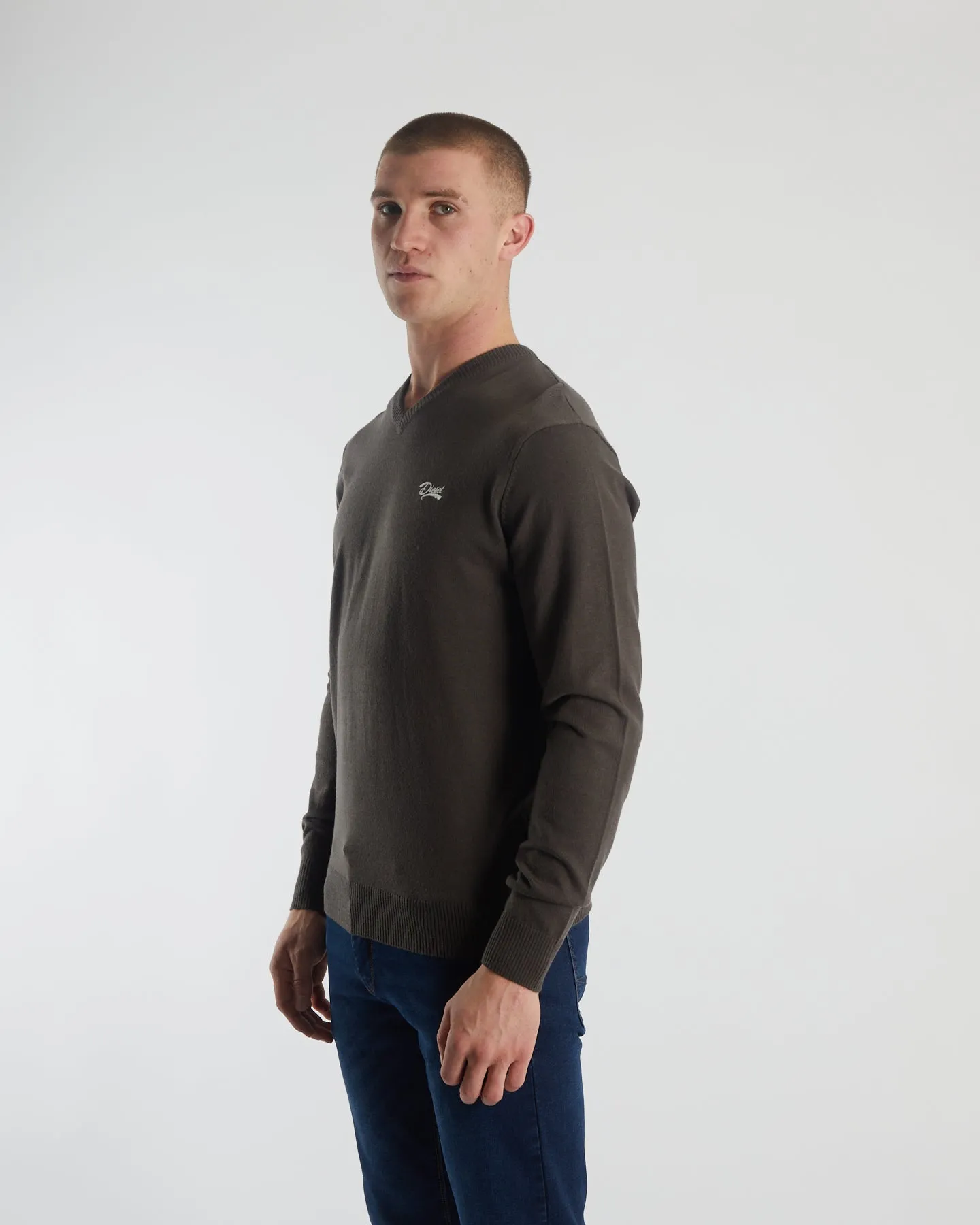Quick Dry Knitwear OekoTex Certified Tony V Neck Peat Moss