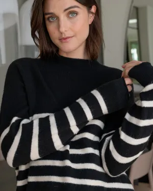 heating pad pocket Roll-Up Sleeves Gerrie Nursing Knit  Black / Vanilla