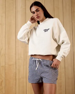 Elastic Band Gingham Shorts - Navy Blue/White