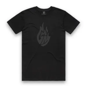 Breathable Yarn Composition Casual Flex Fit GMM Black on Black Logo Tee