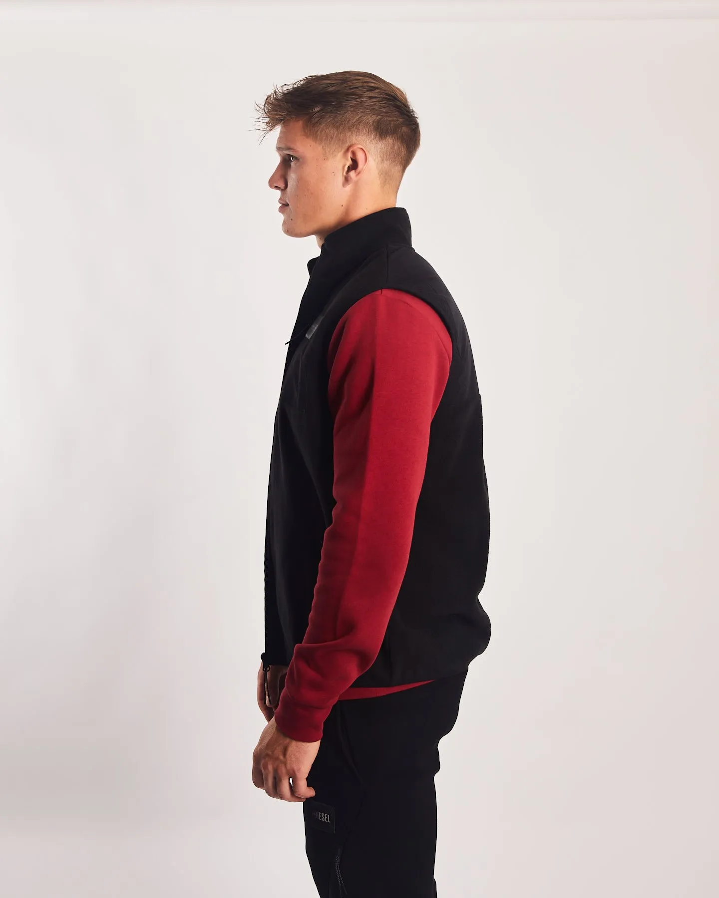 Yavin Fleece Gilet New Black Reinforced Elbow Patches