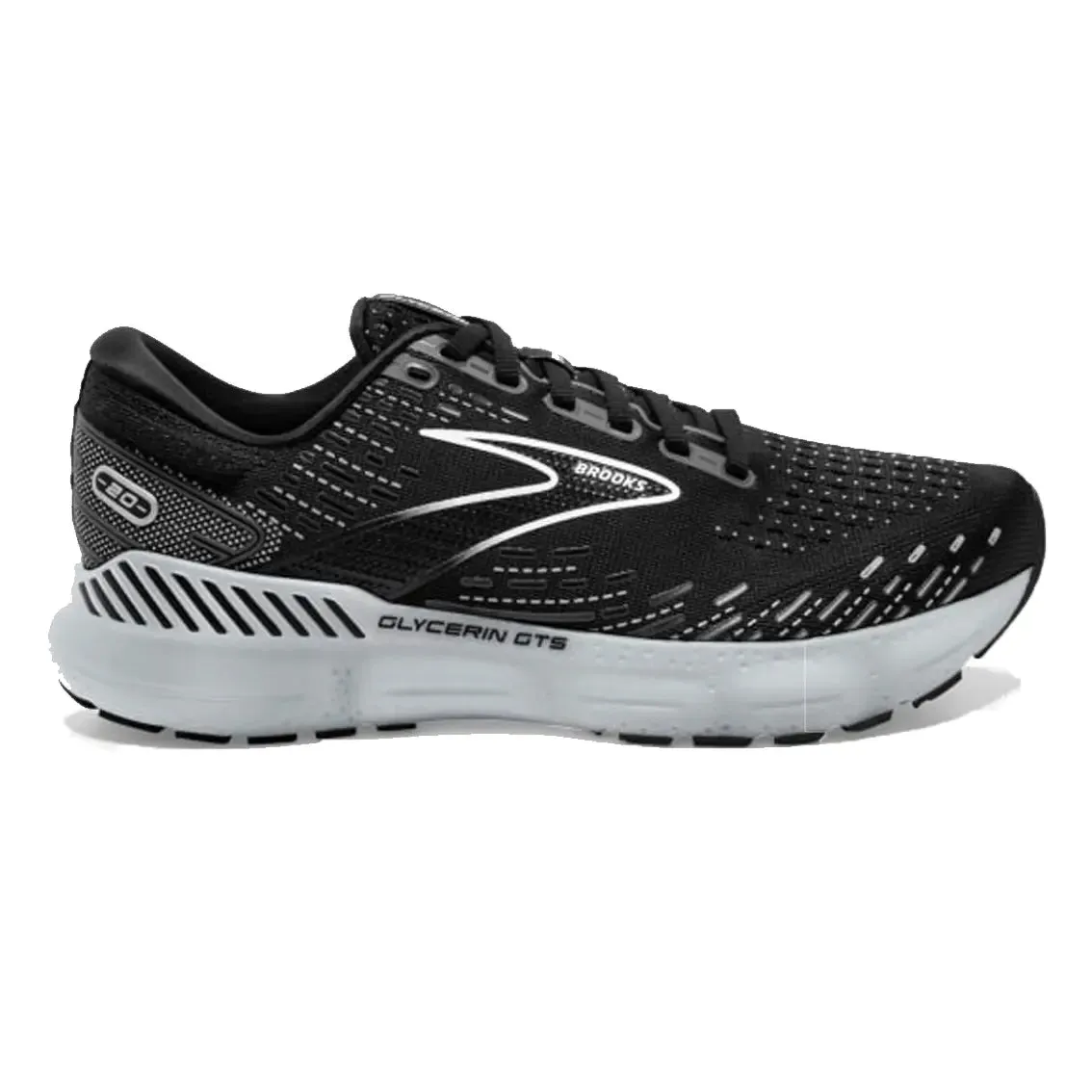 Mens Brooks Glycerin GTS 20 (Wide) - Black/ White All Terrain Urban Walkers