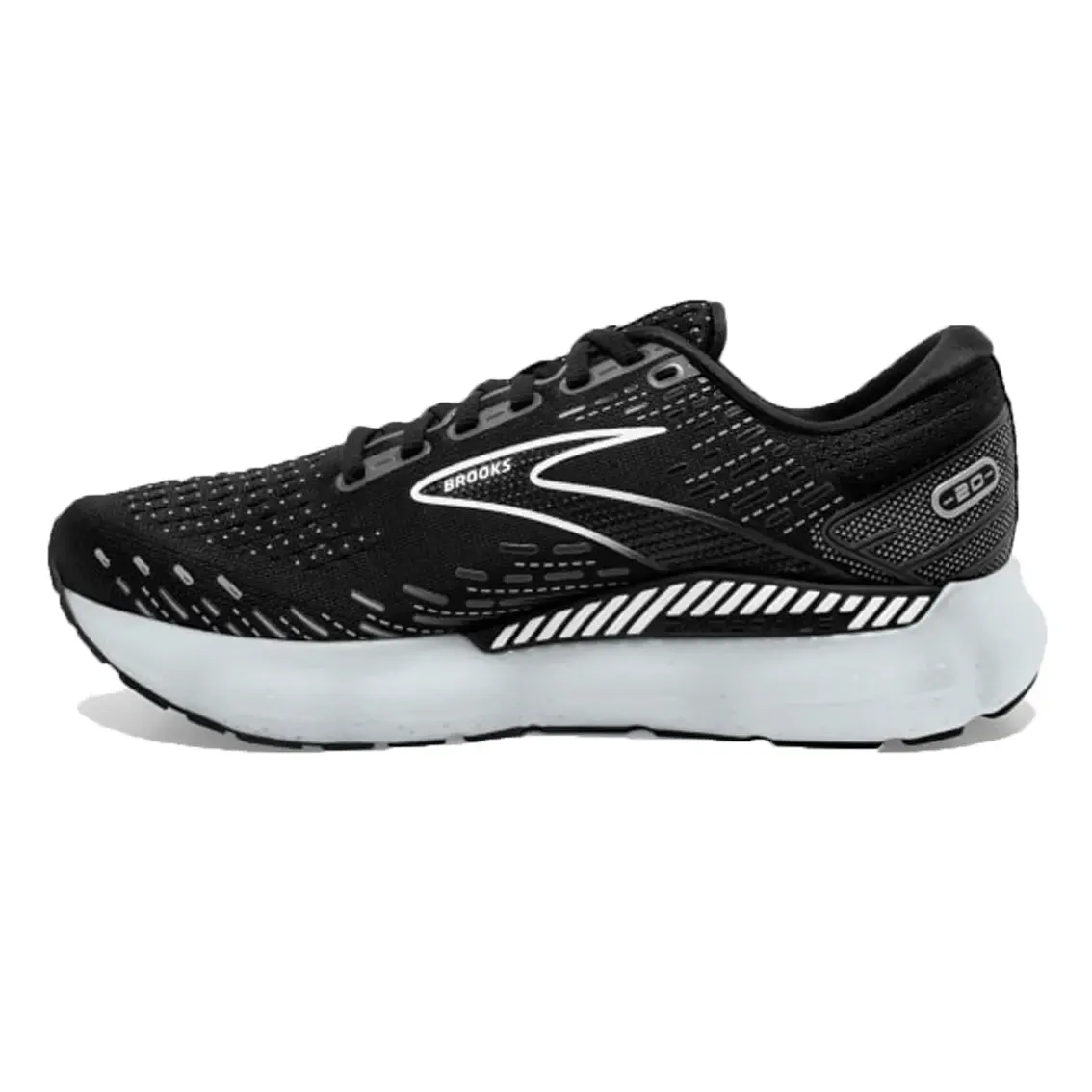 Mens Brooks Glycerin GTS 20 (Wide) - Black/ White Arch Support Health Focused