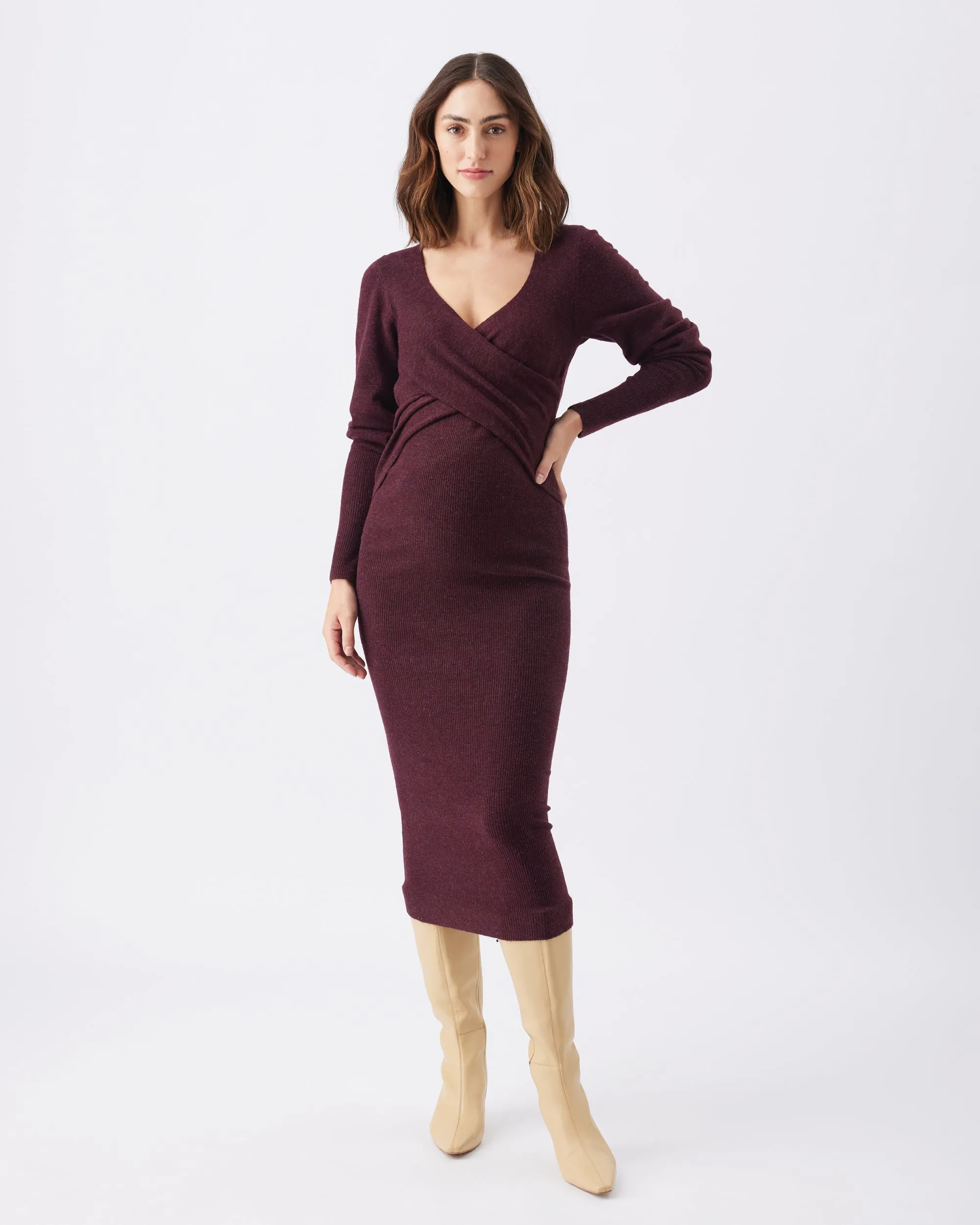 Value Pack hospital friendly Heidi Nursing Knit Dress  Burgundy