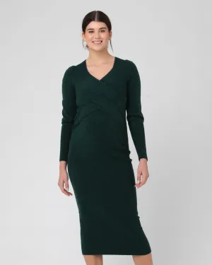 Elastic hem Wrap skirt Heidi Nursing Knit Dress  Forest