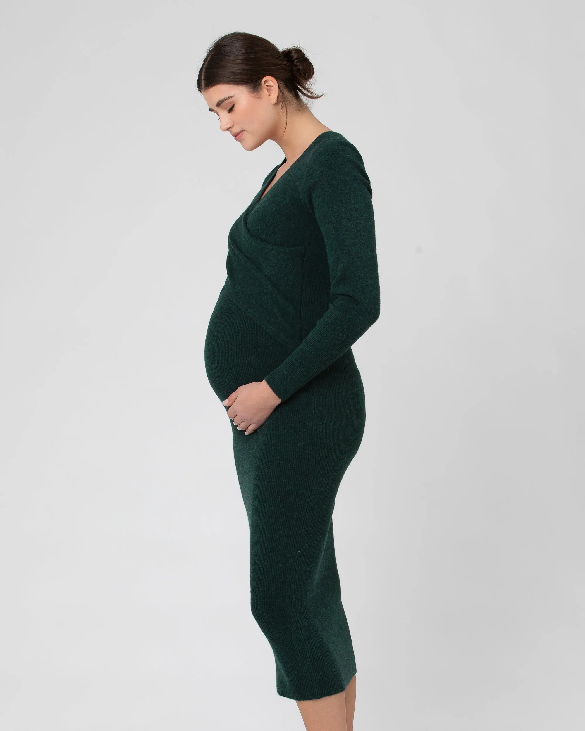 Heidi Nursing Knit Dress  Forest Home Wear diaper bag ready