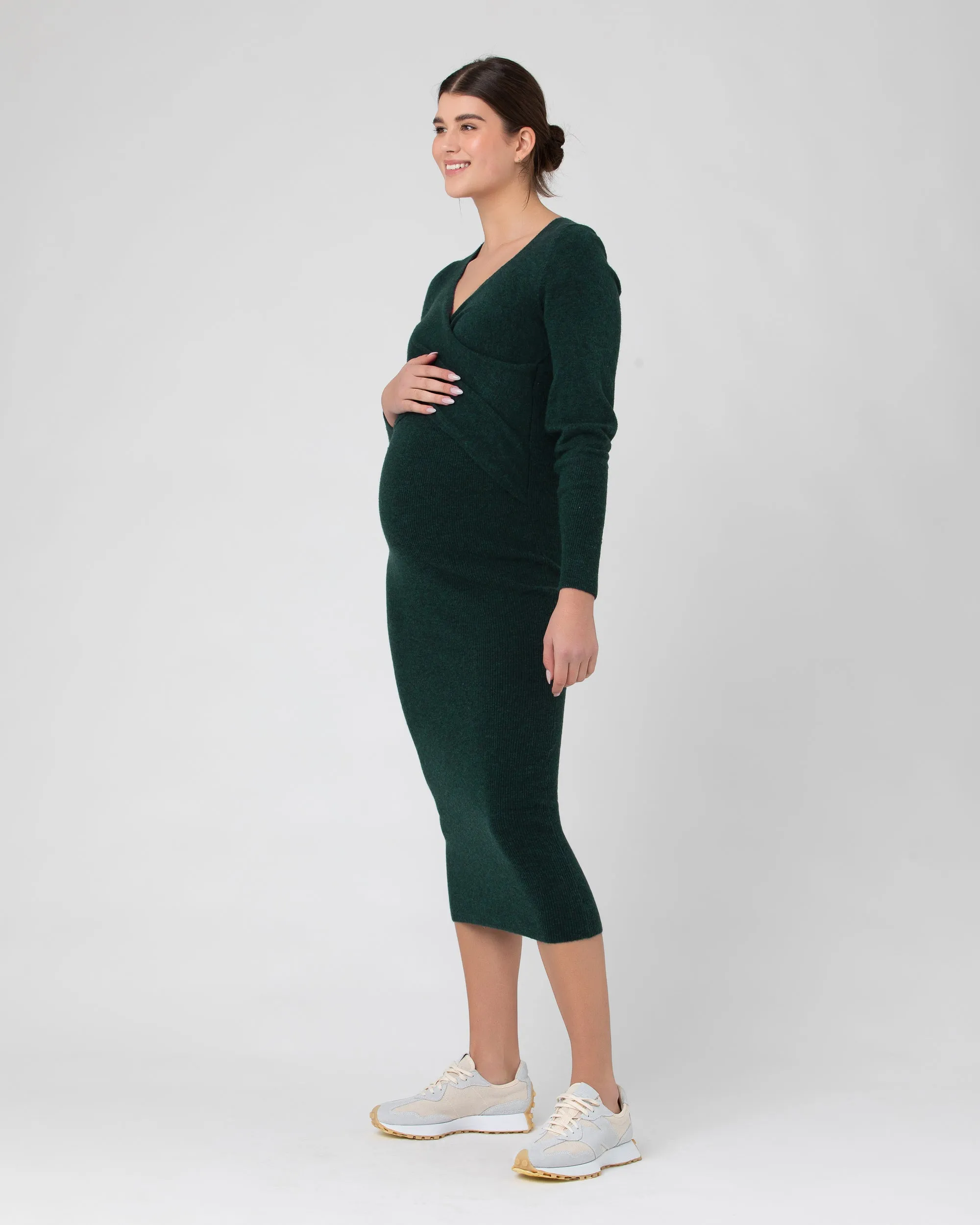 All Day Comfort Easy Movement Heidi Nursing Knit Dress  Forest