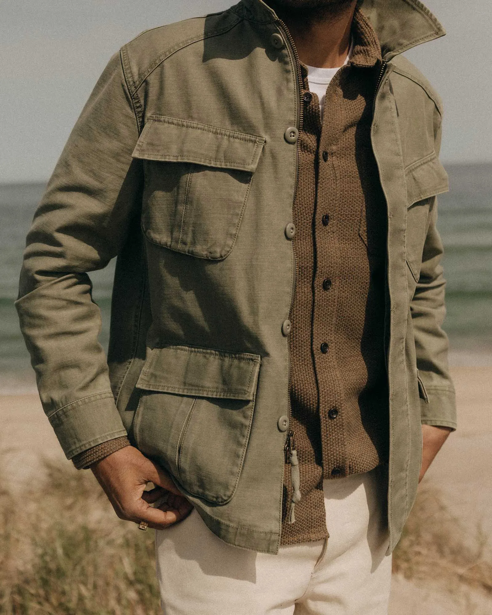 The Surplus Jacket in Field Olive Reverse Sateen Urban Outdoor Look Comfy Fit