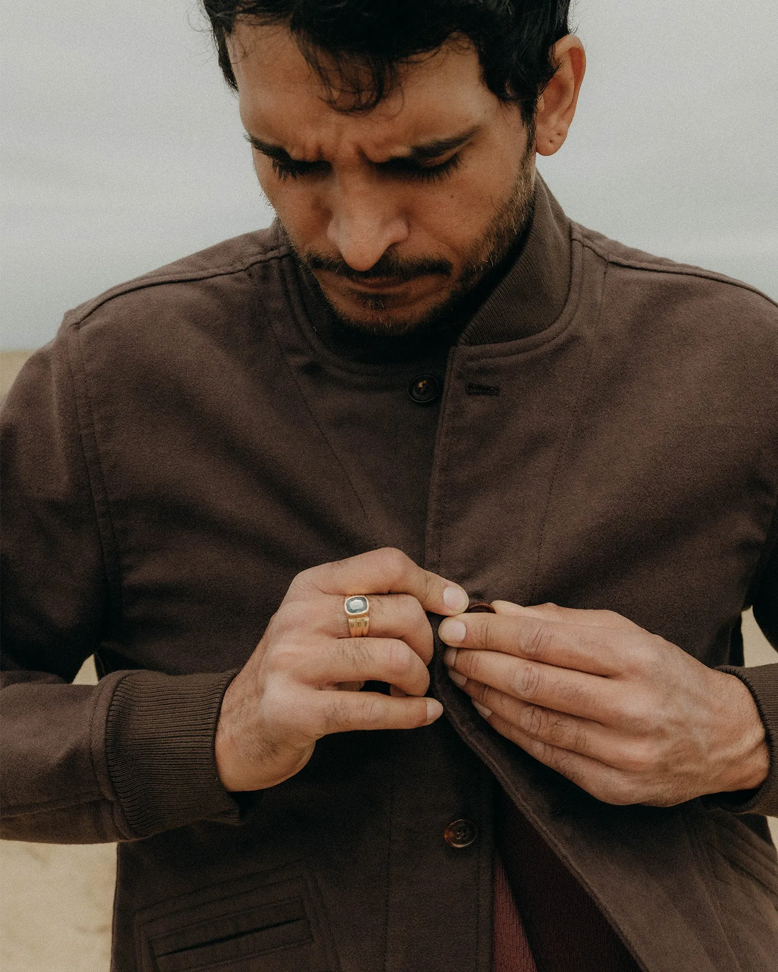 Ripstop Fabric Technology Puffer Design The Clark Bomber in Soil Moleskin