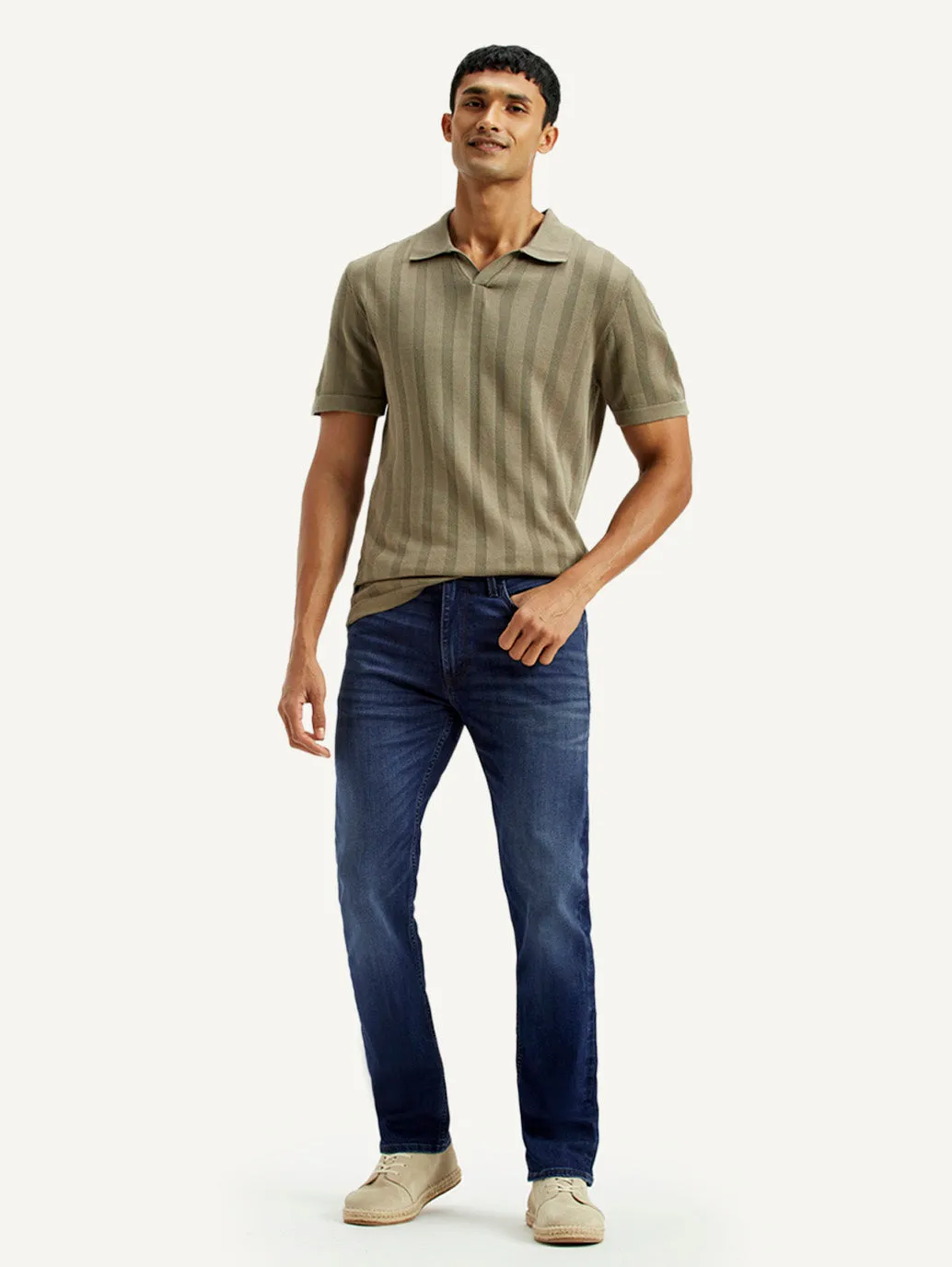 Morning Stroll Outdoor Adventure Date Night Men's Redloop 513 Light Indigo Slim Straight Fit Mid Rise Jeans