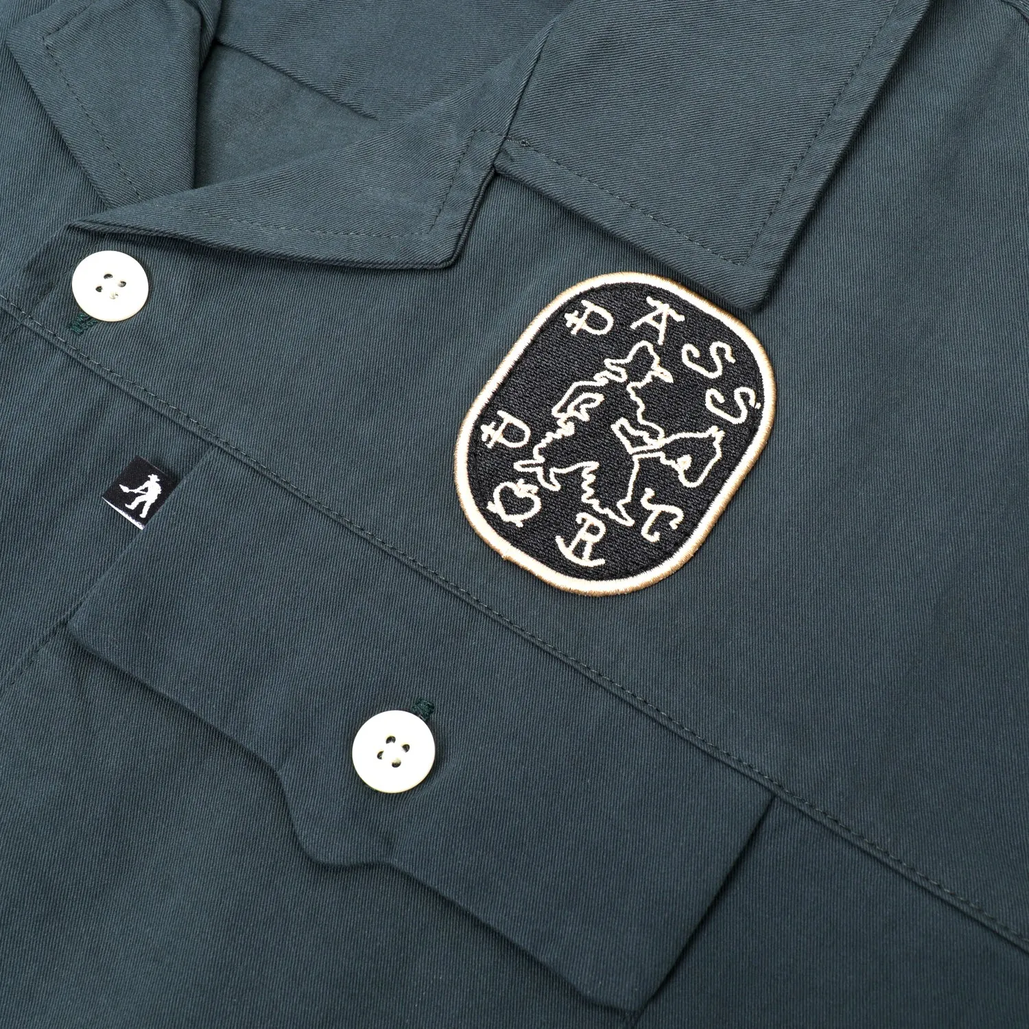 Pass~Port Cowpoke Casual Shirt - Dark Teal Laser Cut Edge Detail Simple Elegance