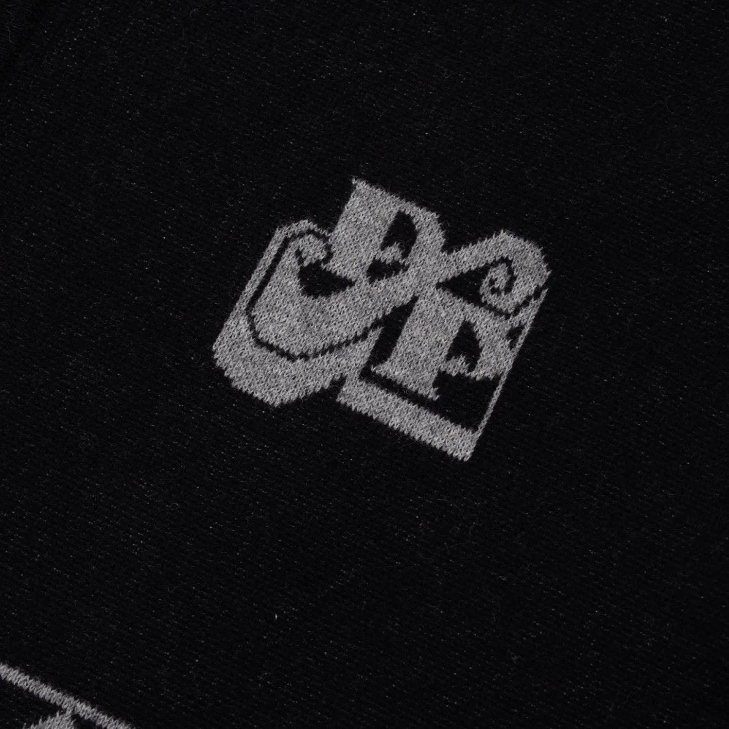 Clean Edge Trim Statement Maker Pass~Port Tilde Stamp Knit Long-sleeve Polo - Black