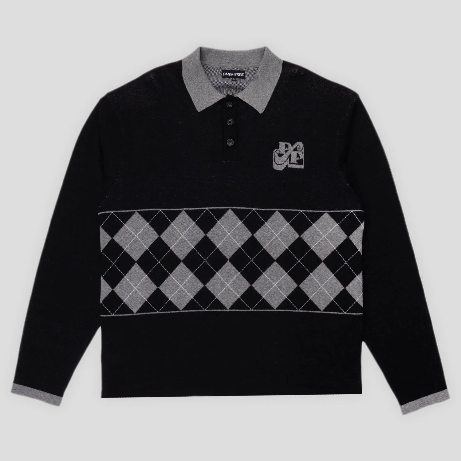Pass~Port Tilde Stamp Knit Long-sleeve Polo - Black Outerwear Companion