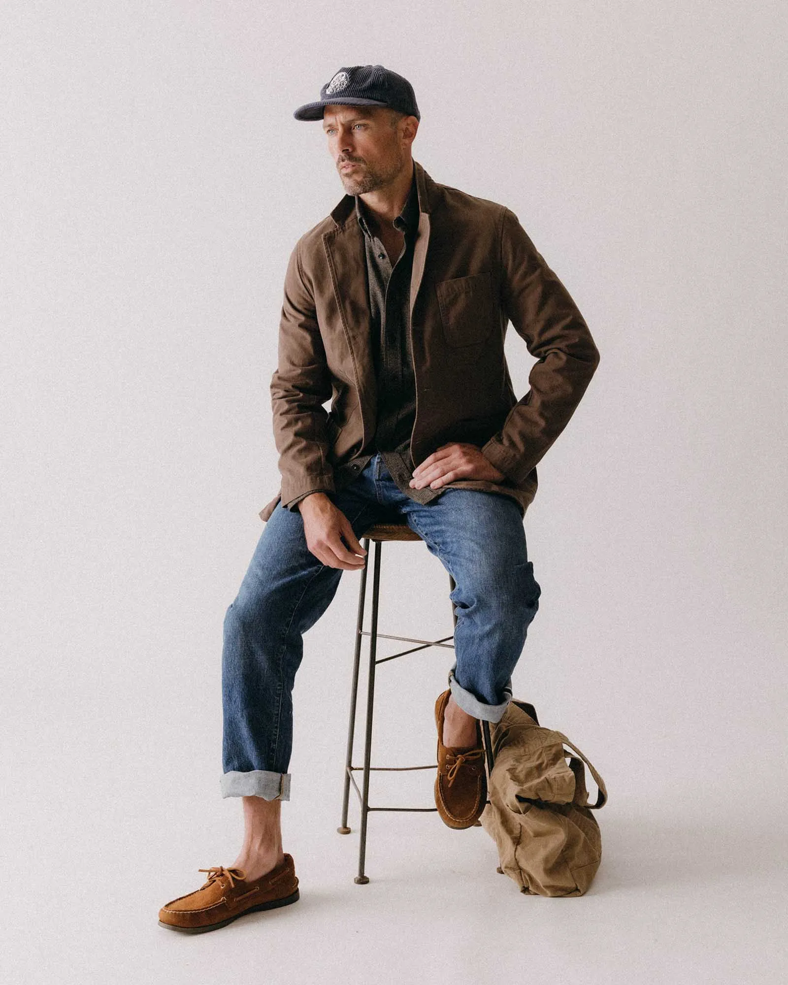 The Foundation Sportcoat in Organic Espresso Twill Non Restrictive Movement