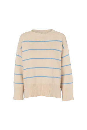 Laidback Mood Winie O-neck Stripe - Birch / Alaskan blue