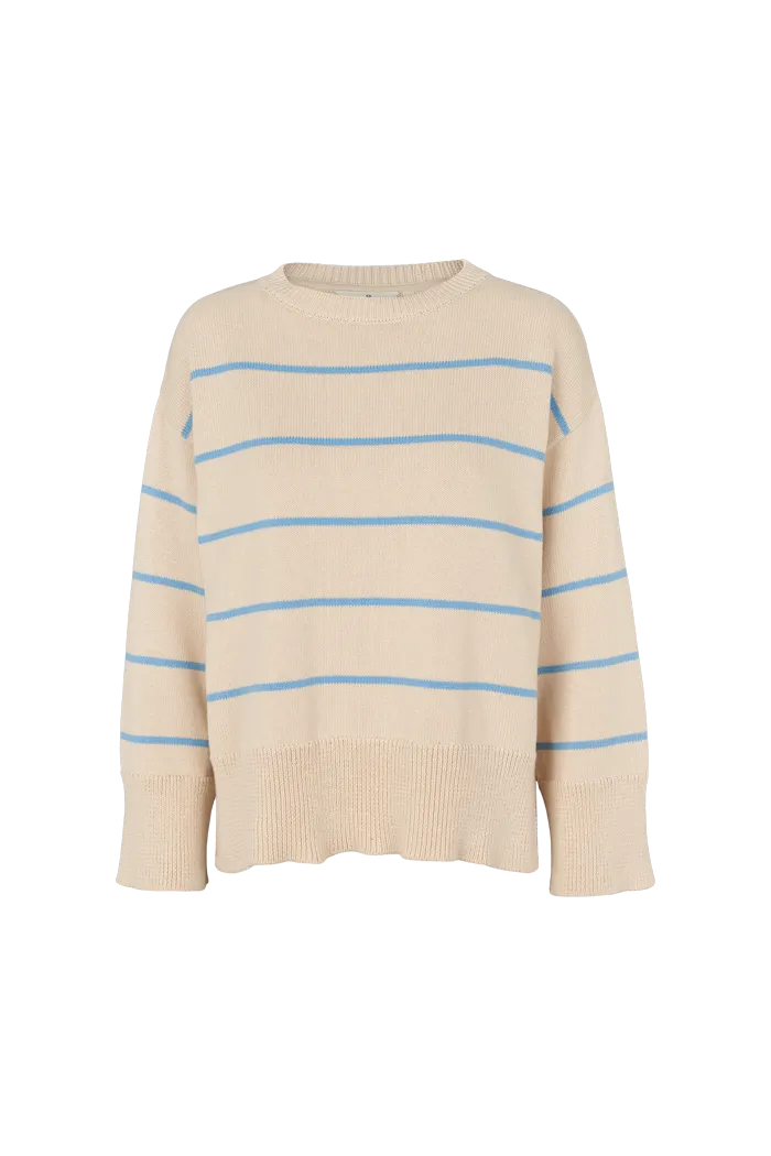 Laidback Mood Winie O-neck Stripe - Birch / Alaskan blue