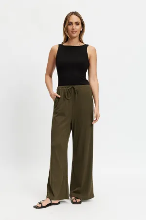 Ivy Waffle Wide Leg Pants - Olive maternity hoodie snap on