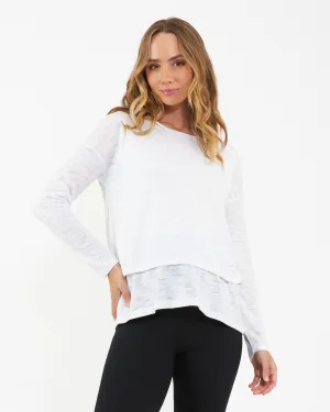 Non-restrictive mom-friendly Jazmin Long Sleeve Nursing Top White