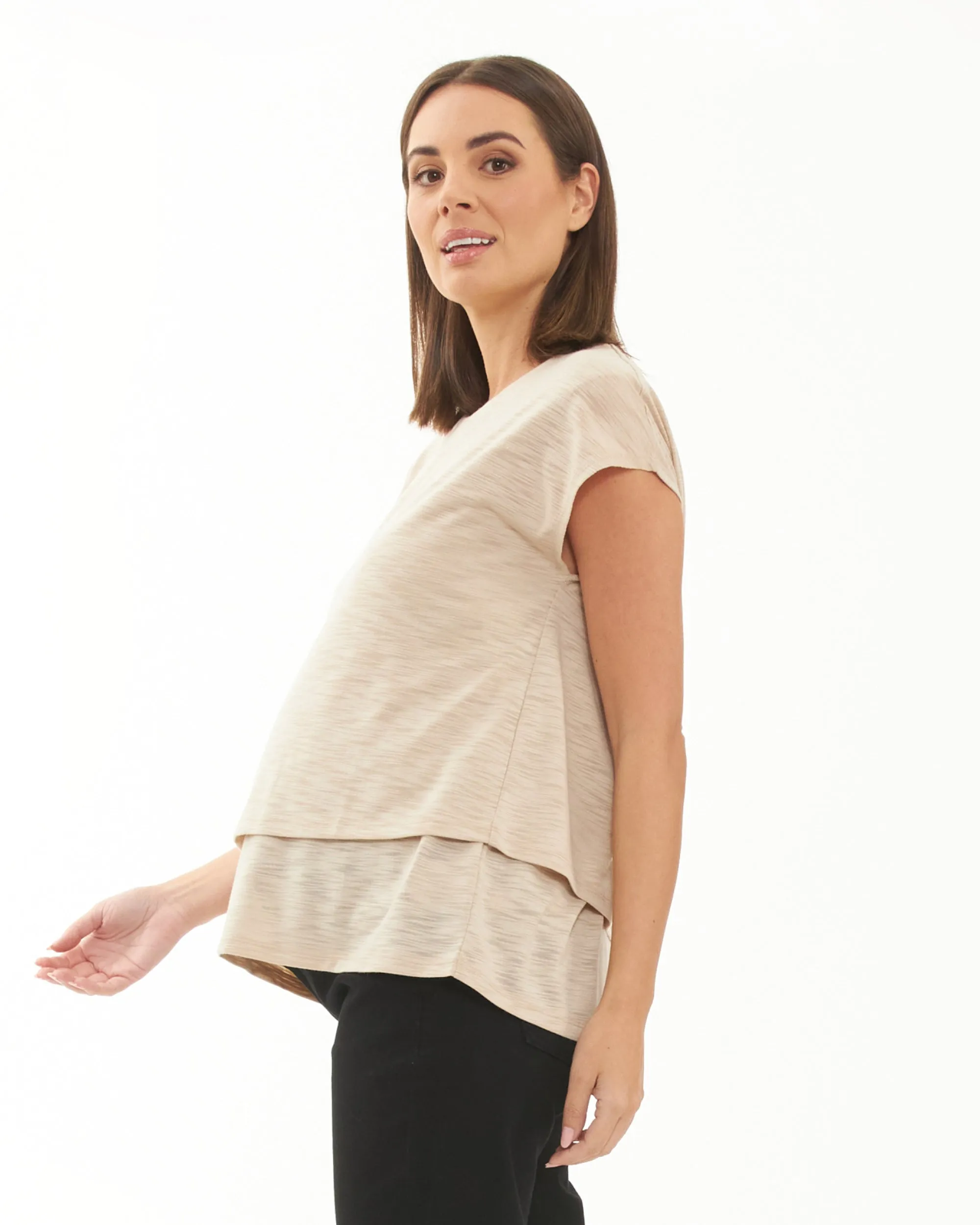 non-slip baby-friendly Jazmin Nursing Tee  Natural