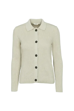 Jemima Cardigan - Natural melange Brushed Inner Layer Minimalist Button Placket