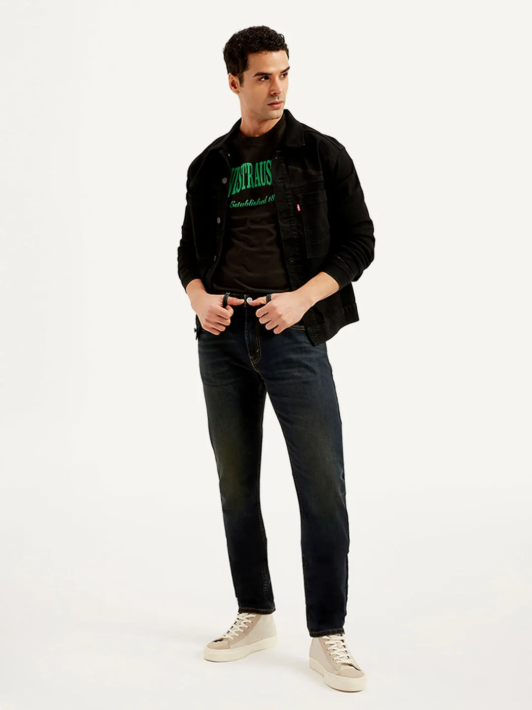 Men's 512 Blue Slim Tapered Fit Mid Rise Jeans Work Meeting Weekend Style Streetwear Fan