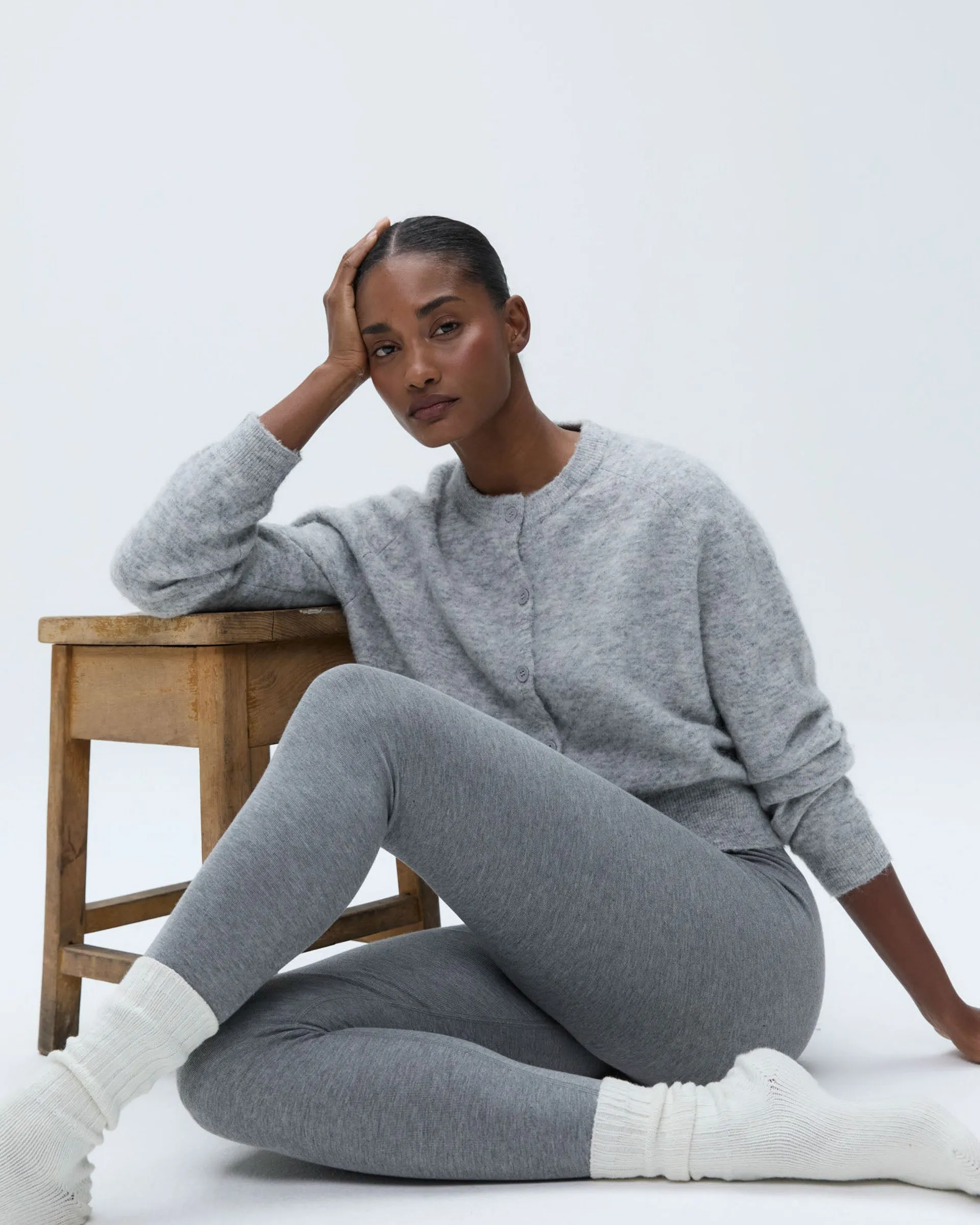 Knit Cardigan - Light Grey Melange Modern Comfort