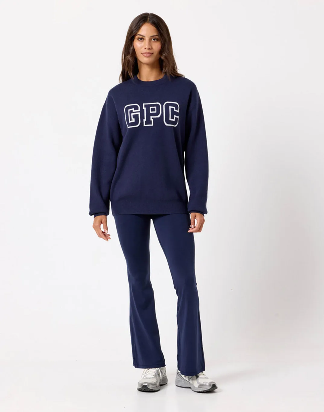 Knit Crew in Twilight Navy Dimensional Jacquard Weave Microfiber Inner Layer