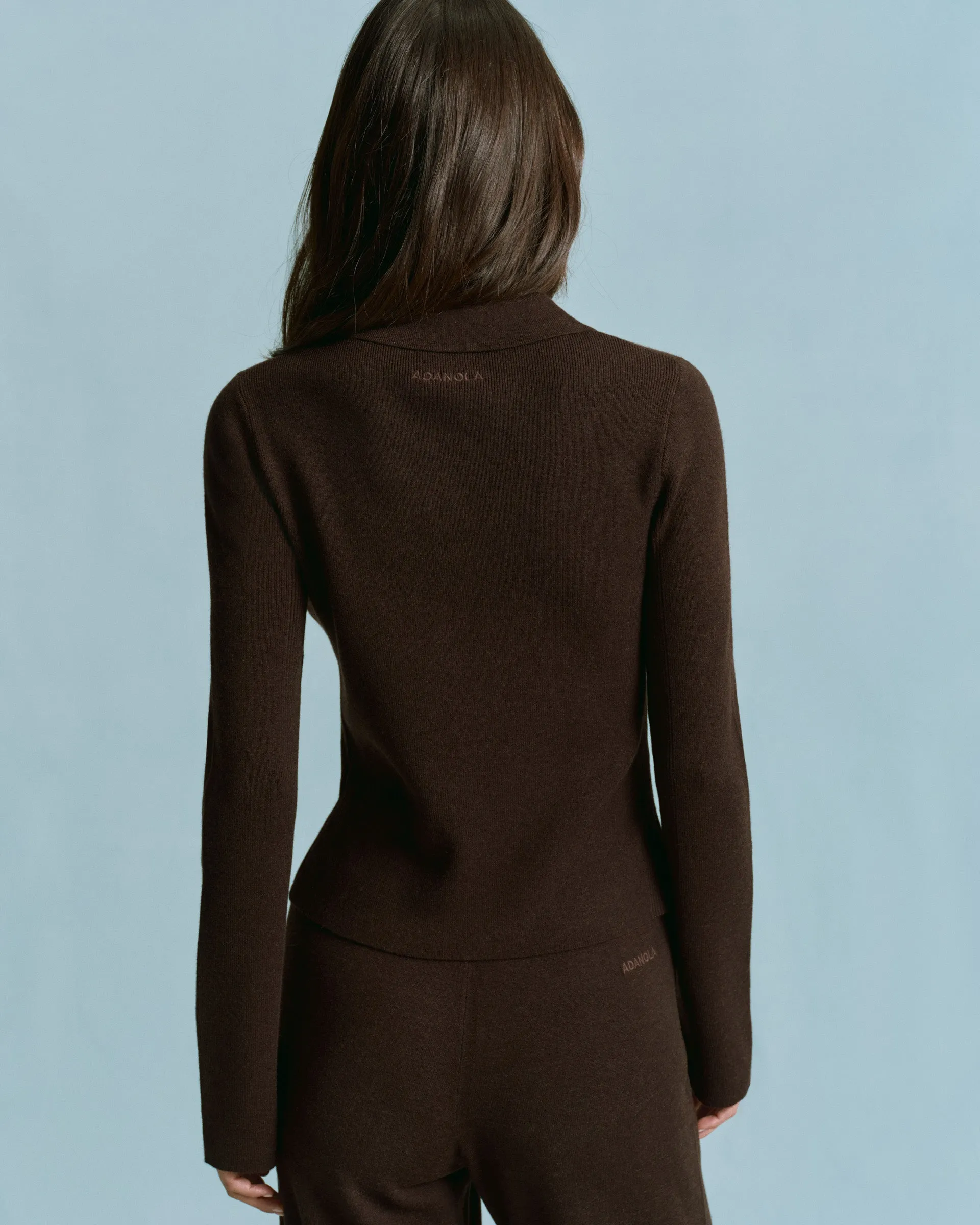 Relaxed Warmth Knit Long Sleeve Button Up Top - Coffee Bean