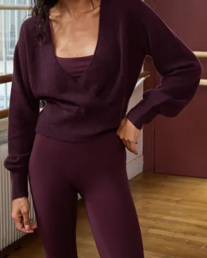 MultiDirectional Elasticity Circular Knit Technology Knit Wrap Over Cardigan - Dark Cherry