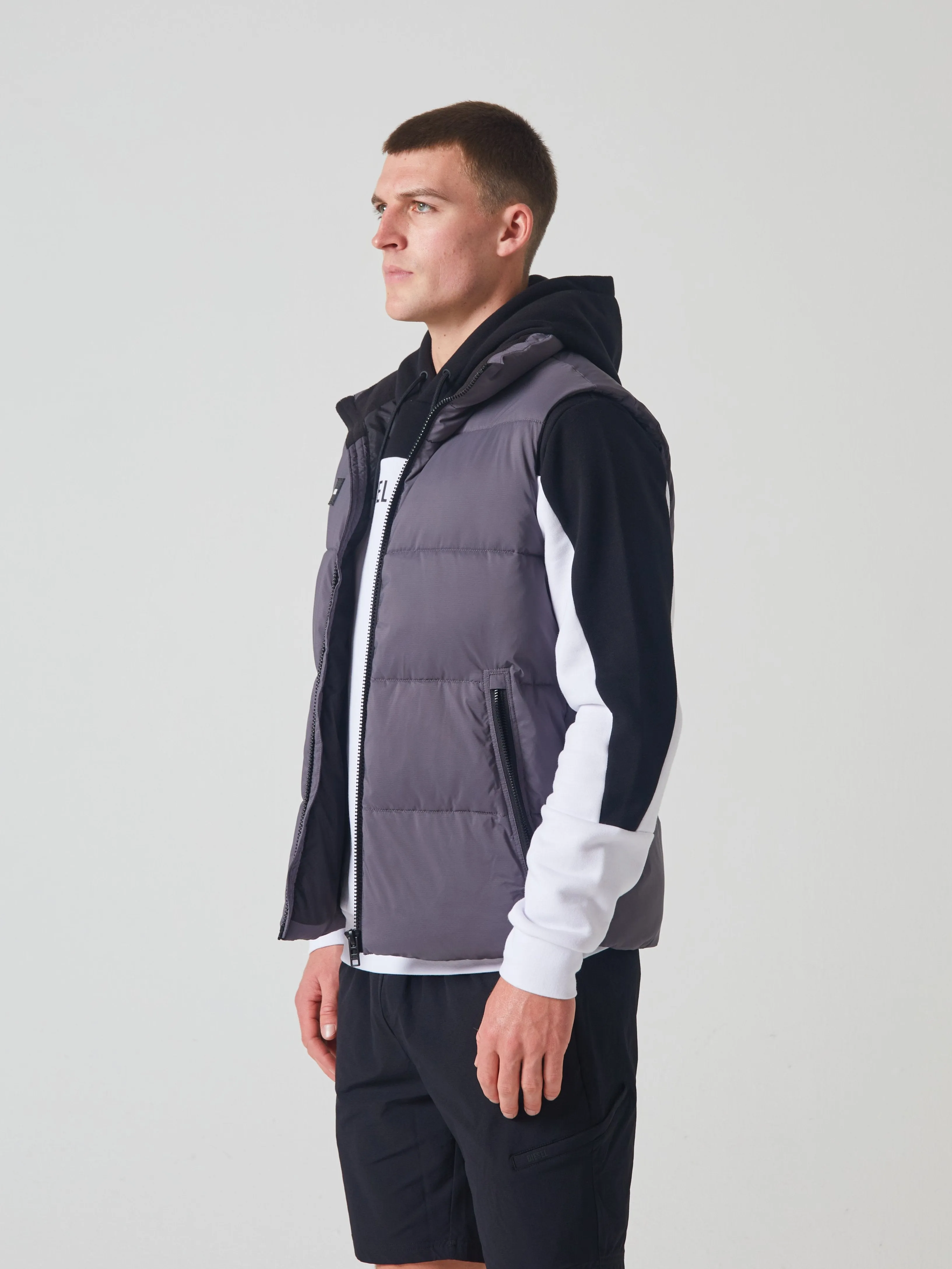 Kylo Gilet Scorpion Grey Reused Cloth Eco Friendly Padding