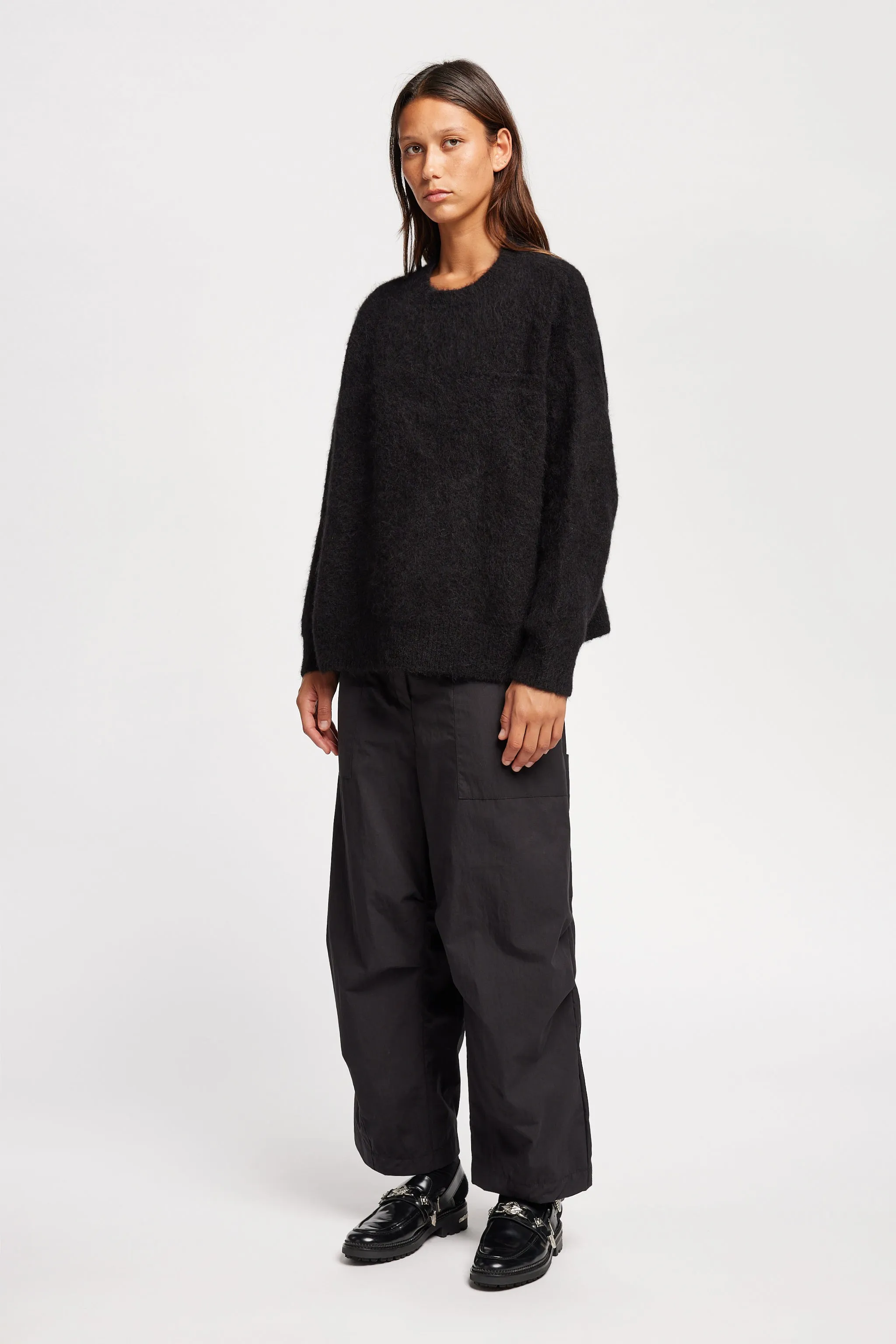 Laurel Crew Neck Knit Black Antibacterial Treatment Outdoor Casual Look